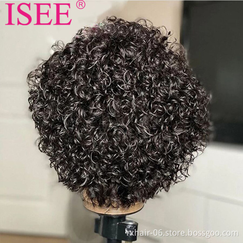 Hot Sale Natural Black Short Curly Brazilian Cuticle Aligned Raw Virgin Hair Pixie Cut Lace Front Closure Wig